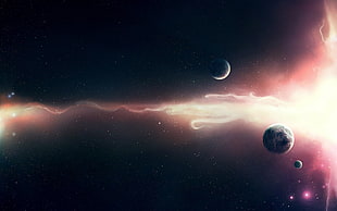 solar flare between two planets HD wallpaper
