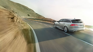 silver SUV, Jaguar XF, motion blur, road, car HD wallpaper