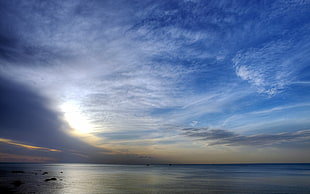 aerial view of sky and body of water during daytime HD wallpaper
