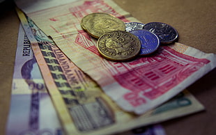 Philippine peso banknotes and coins, money, coins HD wallpaper