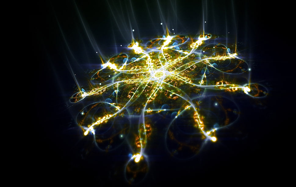 yellow and blue lighted string HD wallpaper