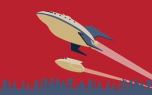 two spaceships illustration, spaceship, minimalism, planet express, Futurama