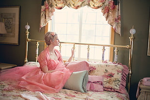 vintage, woman on bed, retro, bedroom