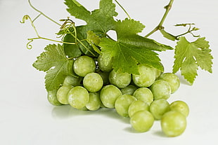 green grapes fruits with leaves HD wallpaper