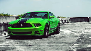 green Ford Mustang coupe ], car, Ford Mustang, Ford Mustang Boss 302, Super Car 