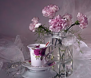 pink petaled flowers on vase
