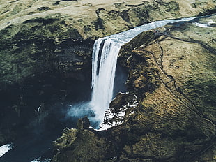 waterfall and rock formation, Daniel Casson, landscape, river, waterfall