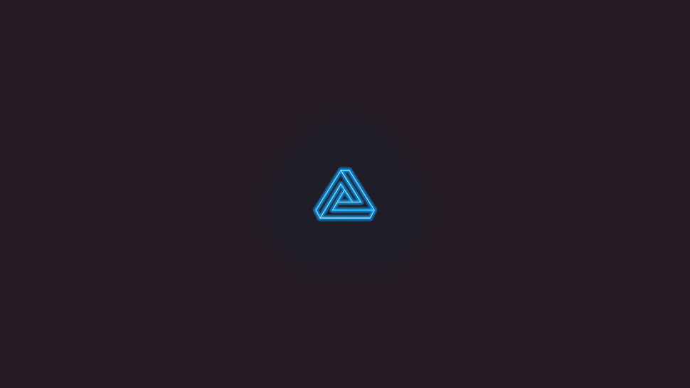 blue triangle logo, blue, simple, Photoshop, Penrose triangle HD wallpaper