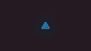 blue triangle logo, blue, simple, Photoshop, Penrose triangle HD wallpaper