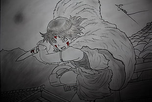 female anime character sketch, Princes Mononoke