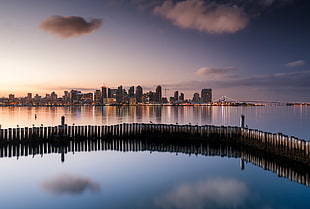 Panoramic photography of city beside body of water during daytime, san diego HD wallpaper