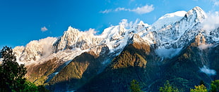 mountain digital wallpaper, ultra-wide, photography, nature, landscape HD wallpaper
