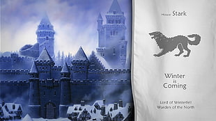 Stark Winter Is Coming poster, Game of Thrones, castle, Winterfell, House Stark HD wallpaper