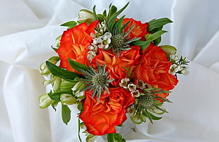 red and green floral decor