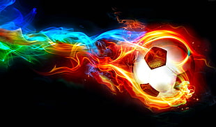 multicolored soccer ball digital wallpaper