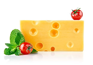 sliced cheese with cherry