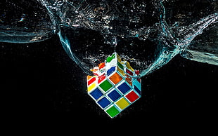 3 x 3 Rubik's Cube, water, digital art, Rubik's Cube
