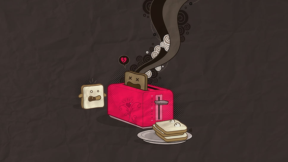 bread toaster illustration HD wallpaper