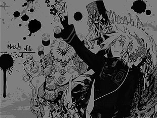 D Gray Man illustration, black, white, anime, D.Gray-man