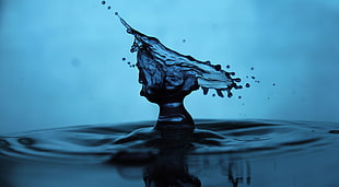 body of water, water drops, blue HD wallpaper
