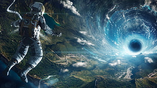 astronaut in front black hole HD wallpaper