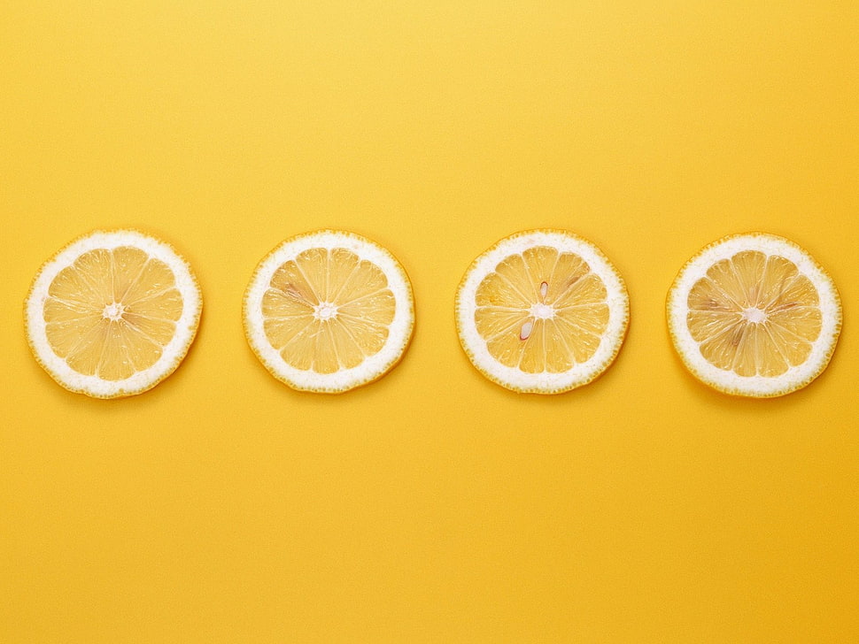 four lemon slices HD wallpaper