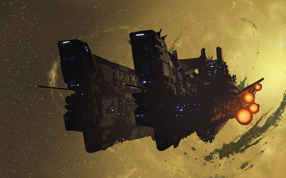 black spaceship wallpaper, futuristic, vector, spaceship HD wallpaper