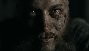 men's face, Vikings, Ragnar Lodbrok, Travis Fimmel