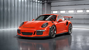orange Porsche 911 GT3,  Porsche 911 GT3 RS, car, red cars, vehicle