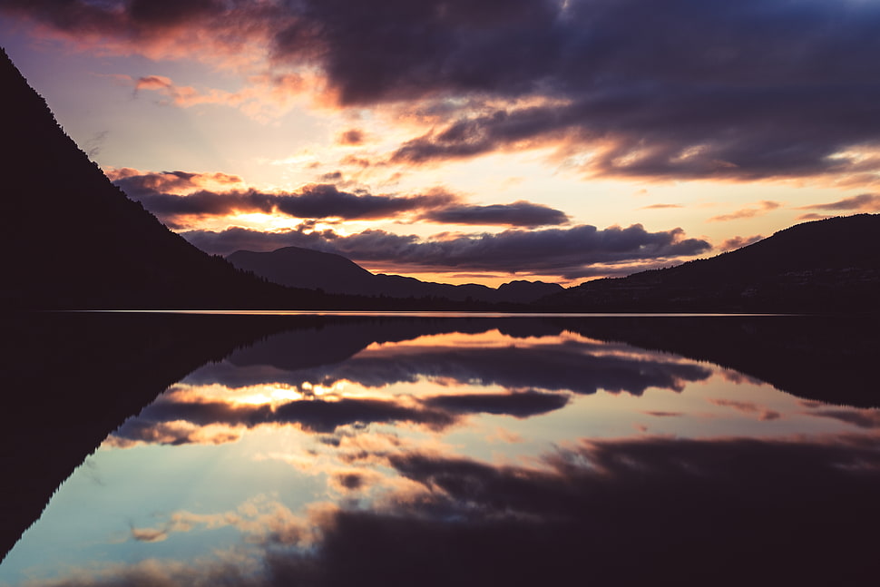 body of water, landscape, sunset, lake, sky HD wallpaper