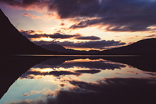 body of water, landscape, sunset, lake, sky