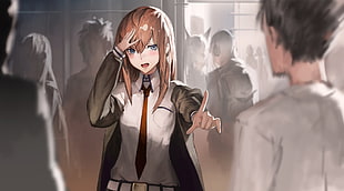 photo of girl in school uniform anime illustration