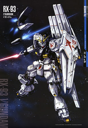 V Gundam illustration, Gundam, robot, Universal Century, space