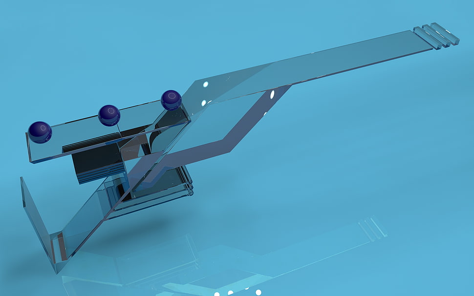 gray metal frame, digital art, blue, artwork, CGI HD wallpaper