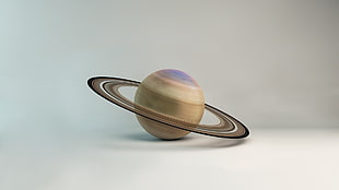 brown Saturn decor, digital art, minimalism, planet, 3D HD wallpaper