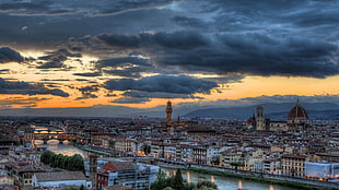 gray sky, Florence, Italy, city, cityscape