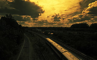 birds eye view panorama photography of train