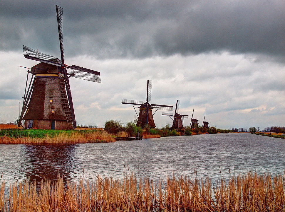 windmill landmark HD wallpaper