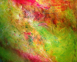 green and pink abstract painting HD wallpaper