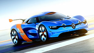 blue Renault sports coupe, car, Renault Alpine, blue cars