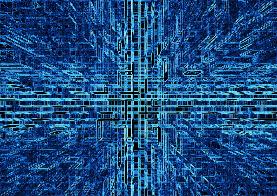 blue and black data illustration HD wallpaper