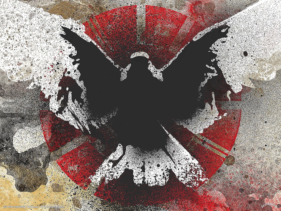 white and black eagle graphic artwork\ HD wallpaper