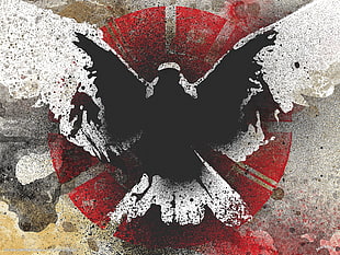 white and black eagle graphic artwork\ HD wallpaper