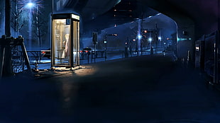 grey steel frame clear glass telephone booth videogame screenshot