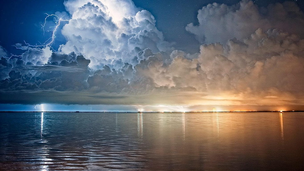 nimbus clouds, sea HD wallpaper