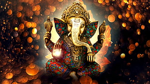 multicolored Ganesha God illustration HD wallpaper
