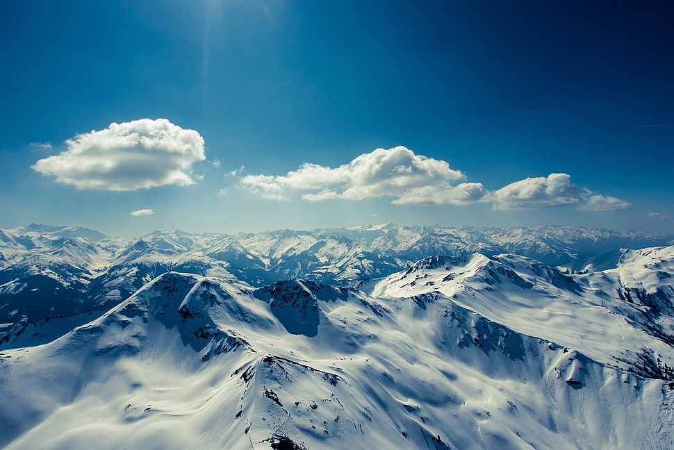 snow-covered mountains, nature, clouds, snow, mountains HD wallpaper
