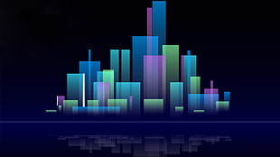 multicolored digital wallpaper, abstract, minimalism, reflection, lights