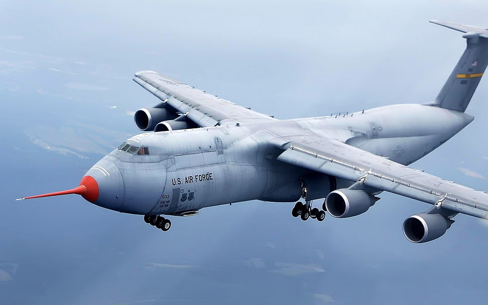 grey U.S. Air Force plane, airplane, Lockheed C-5 Galaxy HD wallpaper