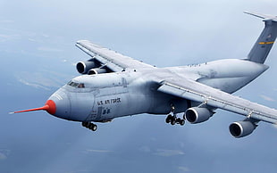 grey U.S. Air Force plane, airplane, Lockheed C-5 Galaxy